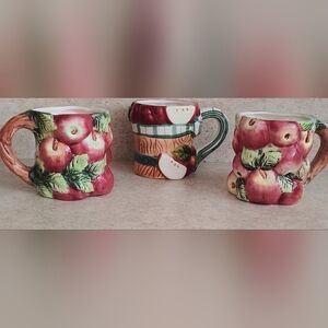 Apple-Themed Ceramic Mug Set Of 3